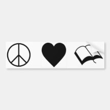 Peace, Love, Books/Reading Bumper Sticker