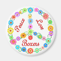 Peace Love Boxers Refrigerator Magnets
