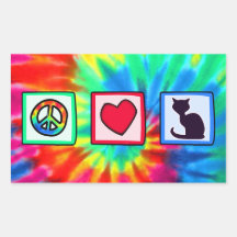 Peace, Love, Cats Rectangular Sticker