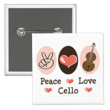 Peace Love Cello Button