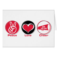 Peace Love Cheer Red Greeting Card