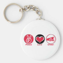 Peace Love Cheer Red Keychain