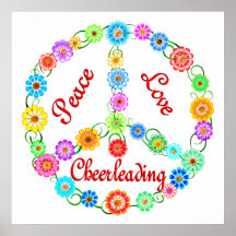 Peace Love Cheerleading Print