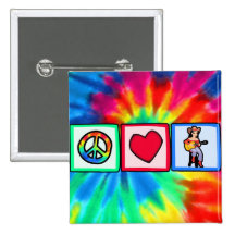 Peace, Love, Country Music Button