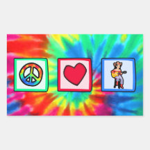 Peace, Love, Country Music Rectangular Stickers