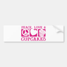 Peace Love Cupcakes Bumper Stickers
