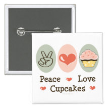 Peace Love Cupcakes Button