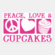 Peace Love Cupcakes Rectangular Stickers