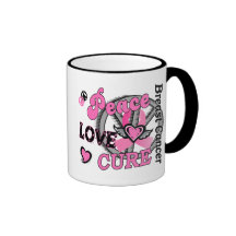Peace Love Cure 2 Breast Cancer Mugs