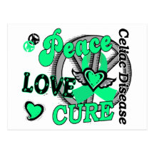 Peace Love Cure 2 Celiac Disease Postcard