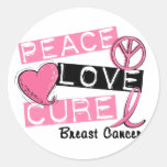 PEACE LOVE CURE BREAST CANCER STICKERS