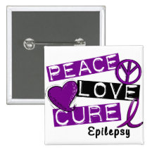 PEACE LOVE CURE EPILEPSY PINBACK BUTTON
