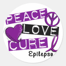 PEACE LOVE CURE EPILEPSY STICKERS