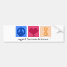 Peace Love Cure Leukaemia Bumper Sticker