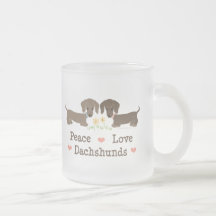 Peace Love Dachshunds Frosted Glass Mug