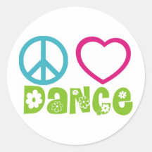 Peace Love Dance Round Sticker