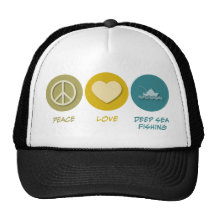 Peace Love Deep Sea Fishing Trucker Hats
