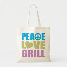 Peace Love Grill Canvas Bags