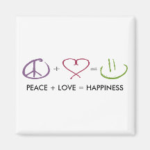 Peace + Love = Happiness Fridge Magnets