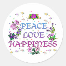 Peace Love Happiness Stickers