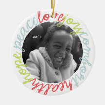 Peace Love Holiday Photo Ornament