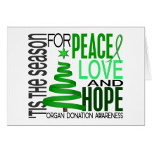 Peace Love Hope Christmas Holiday Organ Donation Greeting Card