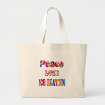 Peace Love Ice Skating Canvas Bags