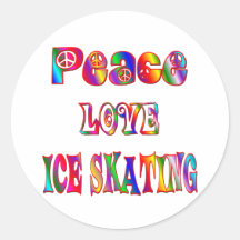 Peace Love Ice Skating Round Sticker