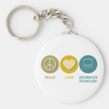 Peace Love Information Technology Keychain