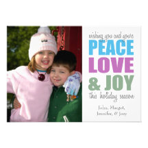 Peace Love & Joy Christmas Cards Custom Invite