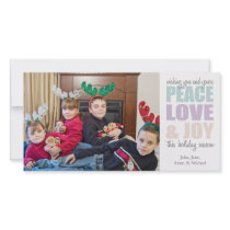 Peace Love & Joy Christmas Photocards Photo Greeting Card