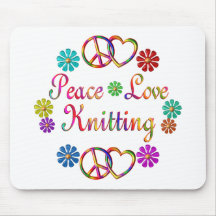 PEACE LOVE KNITTING MOUSE PAD