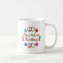 PEACE LOVE KNITTING MUG