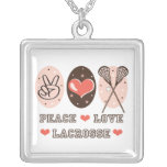 Peace Love Lacrosse Sterling Silver Necklace