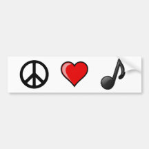 Peace Love Music Bumper Stickers
