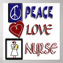 PEACE LOVE NURSE POSTER