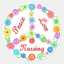 PEACE LOVE NURSING ROUND STICKERS