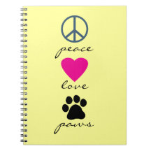 Peace Love Paws Spiral Notebooks
