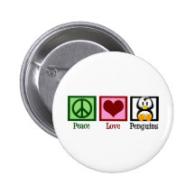 Peace Love Penguins Buttons