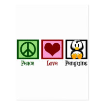Peace Love Penguins Postcard