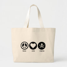 Peace Love Pirates Tote Bag