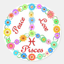 Peace Love Pisces Round Stickers