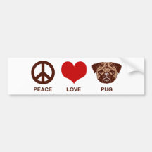 Peace Love Pug Bumper Sticker