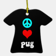 peace love pug ornament