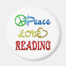 PEACE LOVE READING REFRIGERATOR MAGNETS