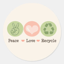 Peace Love Recycle Recycling Stickers