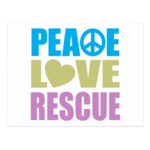 Peace Love Rescue Post Cards