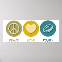 Peace Love Rugby Poster