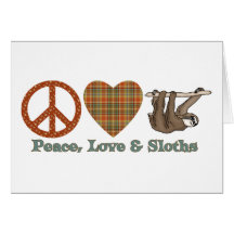 Peace, Love & Sloths Greeting Cards