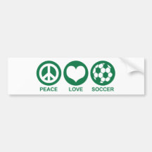 Peace Love Soccer Bumper Stickers